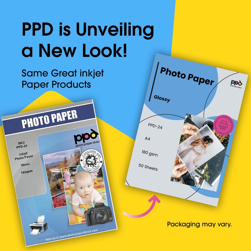 PPD 8.5 x 11 50 Sheets Glossy Photo Paper 180gms for Inkjet Printer, Custom Picture, Professional Photographic Instant Dry For Normal, Dye or Pigment Ink - PPD-24-50 - Image 2